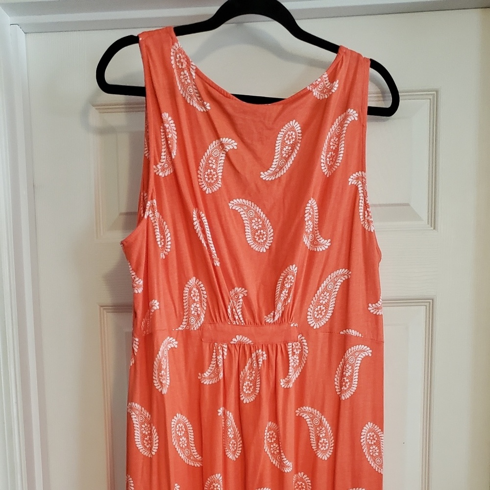 Coral cotton maxi dress